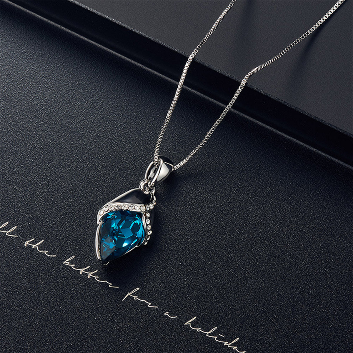 Purple Crystal and Cubic Zirconia Silver-Plated Pendant Necklace and Drop Earrings, silver drop earrings for women, side view