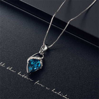 Purple Crystal and Cubic Zirconia Silver-Plated Pendant Necklace and Drop Earrings, silver drop earrings for women, side view