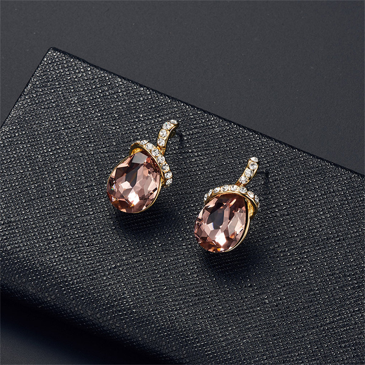 Crystal and Cubic Zirconia 18K Gold-Plated Pendant Necklace Set, gold drop earrings for women, everyday style, styled look