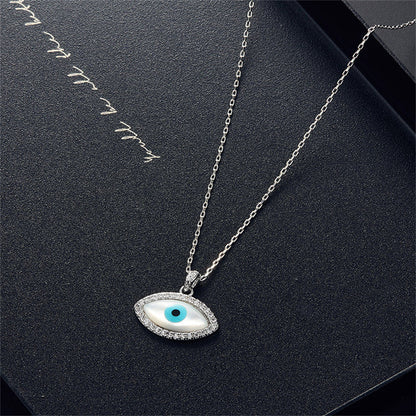 Cubic Zirconia and Silver-Plated Evil Eye Stud Earrings and Pendant Necklace, silver stud earrings for women, detail close-up