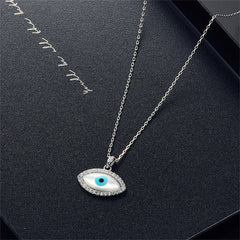 Cubic Zirconia & Silver-Plated Evil Eye Stud Earrings & Pendant Necklace