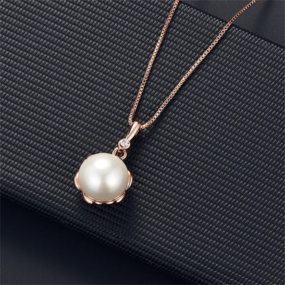 Pearl and 18K Rose Gold-Plated Blossom Pendant Necklace Set, rose gold drop earrings for women, lifestyle look