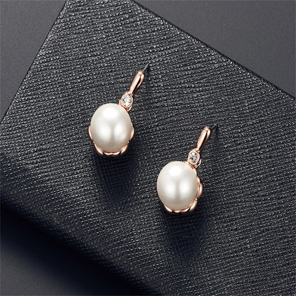 Pearl and 18K Rose Gold-Plated Blossom Pendant Necklace Set, rose gold drop earrings for women, styled look