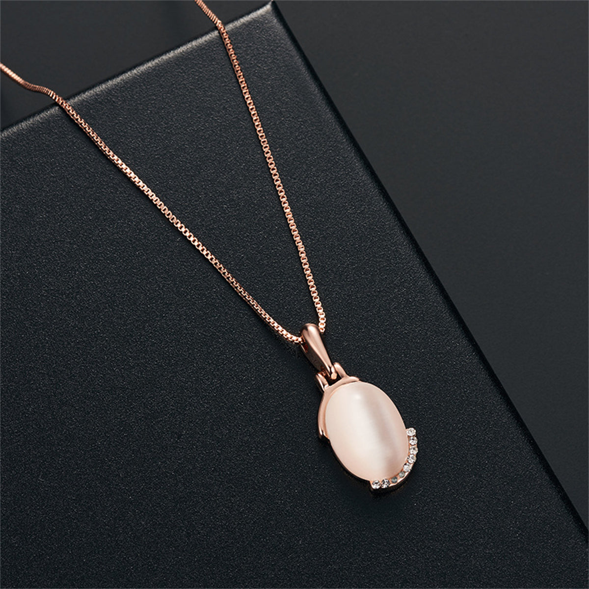 Cats Eye and Cubic Zirconia Drop Earring and Pendant Necklace, drop earrings for women, vintage-inspired design, side view