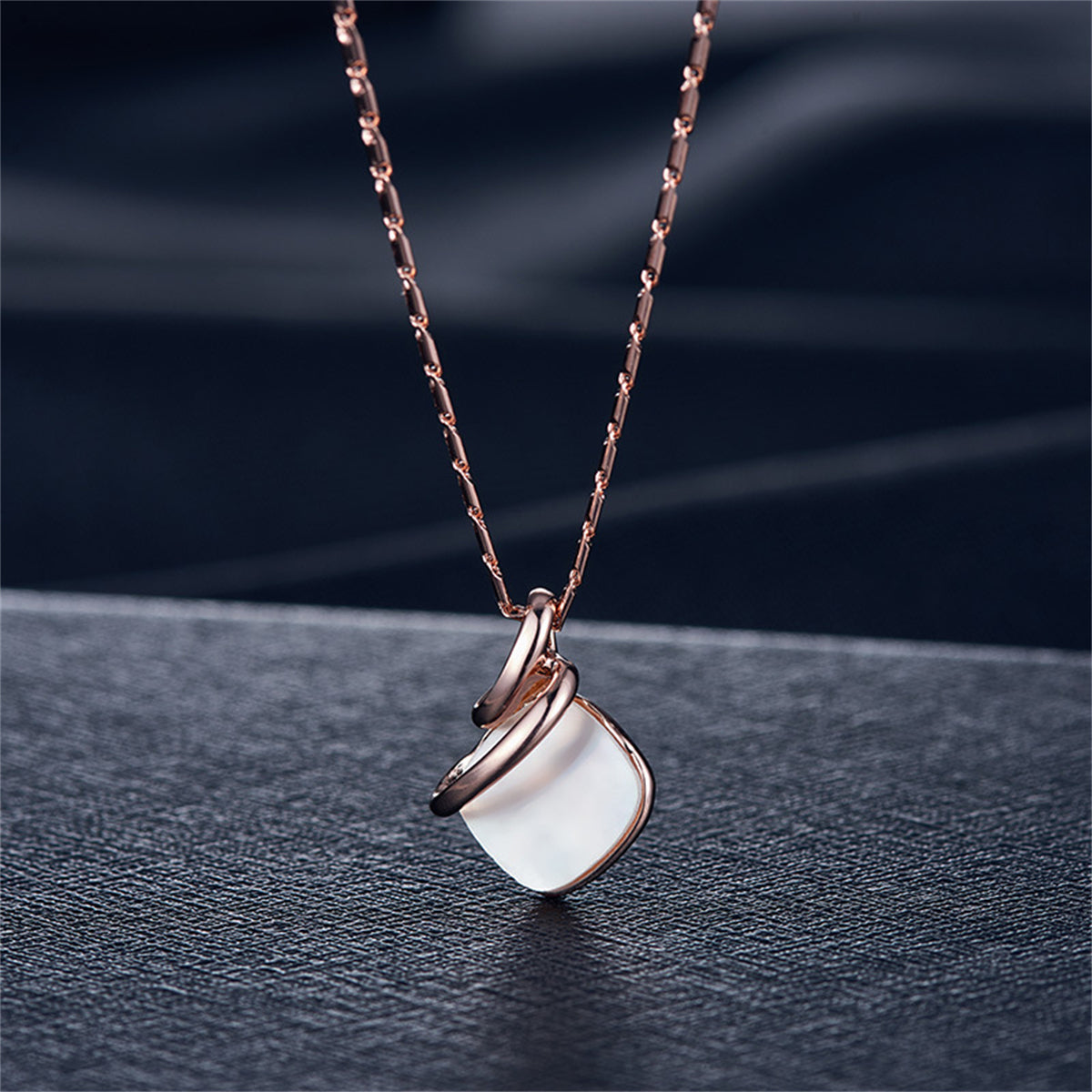 Shell and 18K Rose Gold-Plated Square Drop Earrings and Pendant Necklace, rose gold drop earrings for women, lifestyle look
