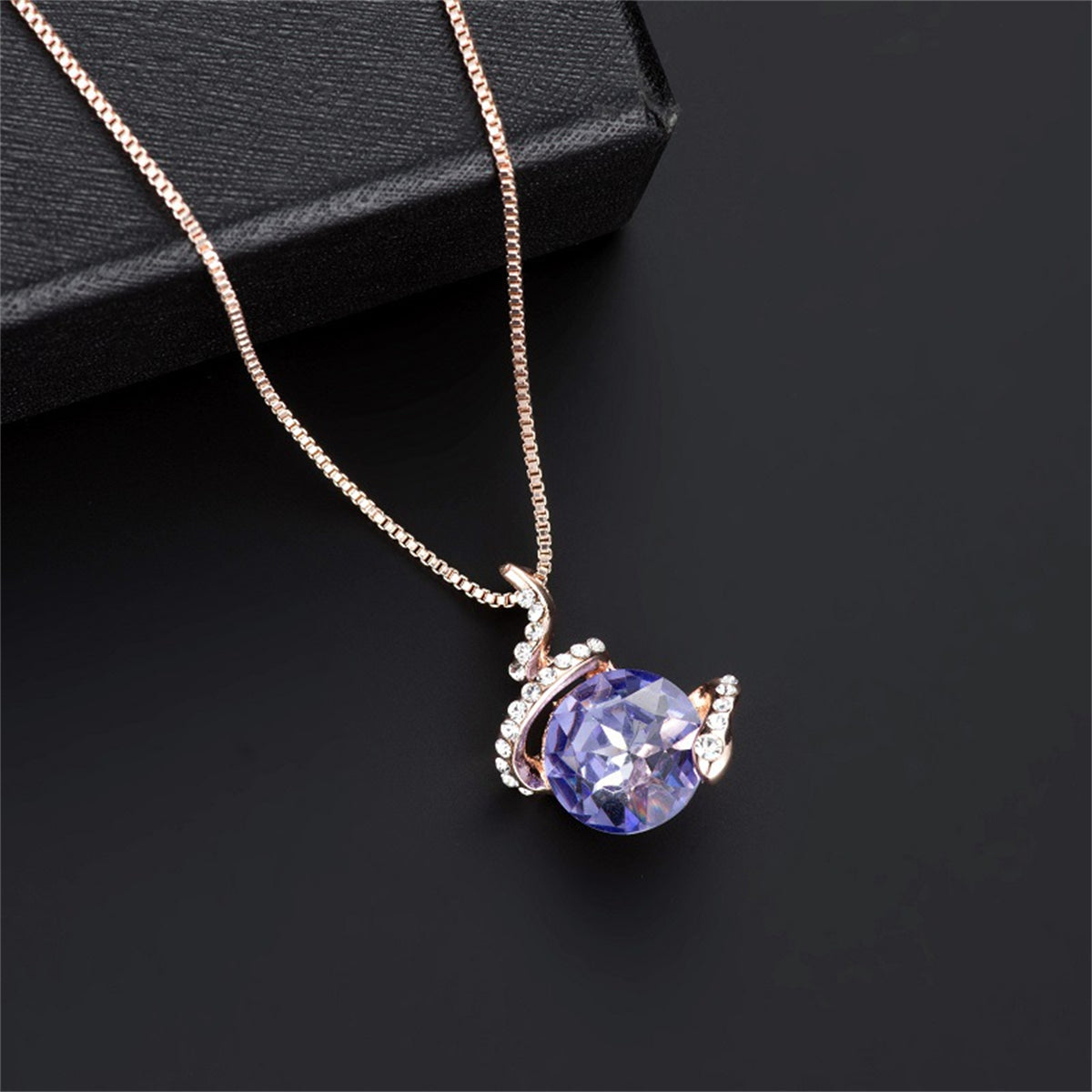 Purple Crystal & Cubic Zirconia Swirl Earring & Necklace