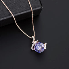 Purple Crystal & Cubic Zirconia Swirl Earring & Necklace