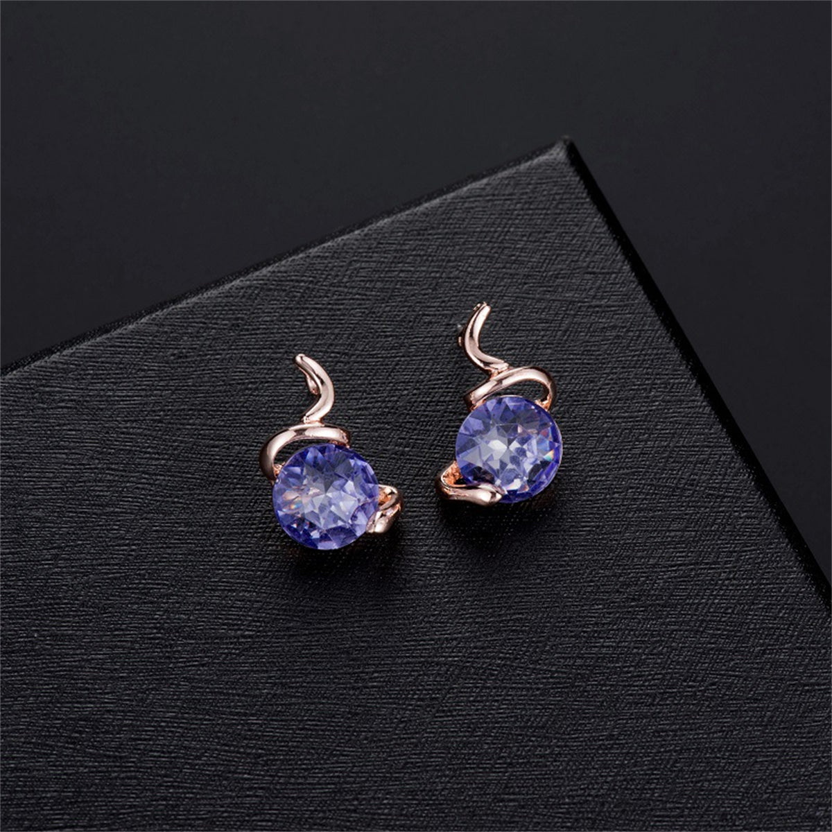 Purple Crystal & Cubic Zirconia Swirl Earring & Necklace