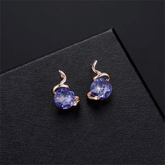 Purple Crystal & Cubic Zirconia Swirl Earring & Necklace