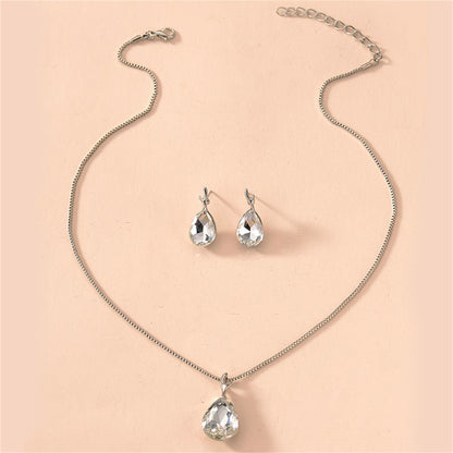 Crystal and Silver-Plated Drop Earring and Pendant Necklace, silver drop earrings for women, everyday style, lifestyle look