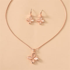 Cats Eye & 18K Rose Gold-Plated Flower Drop Earrings & Pendant Necklace