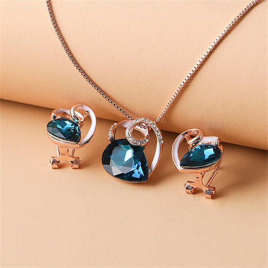 Crystal and Cubic Zirconia Stud Earrings and Pendant Necklace, stud earrings for women, vintage-inspired design, front view