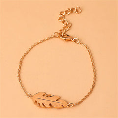 18K Gold-Plated Leaf Charm Bracelet