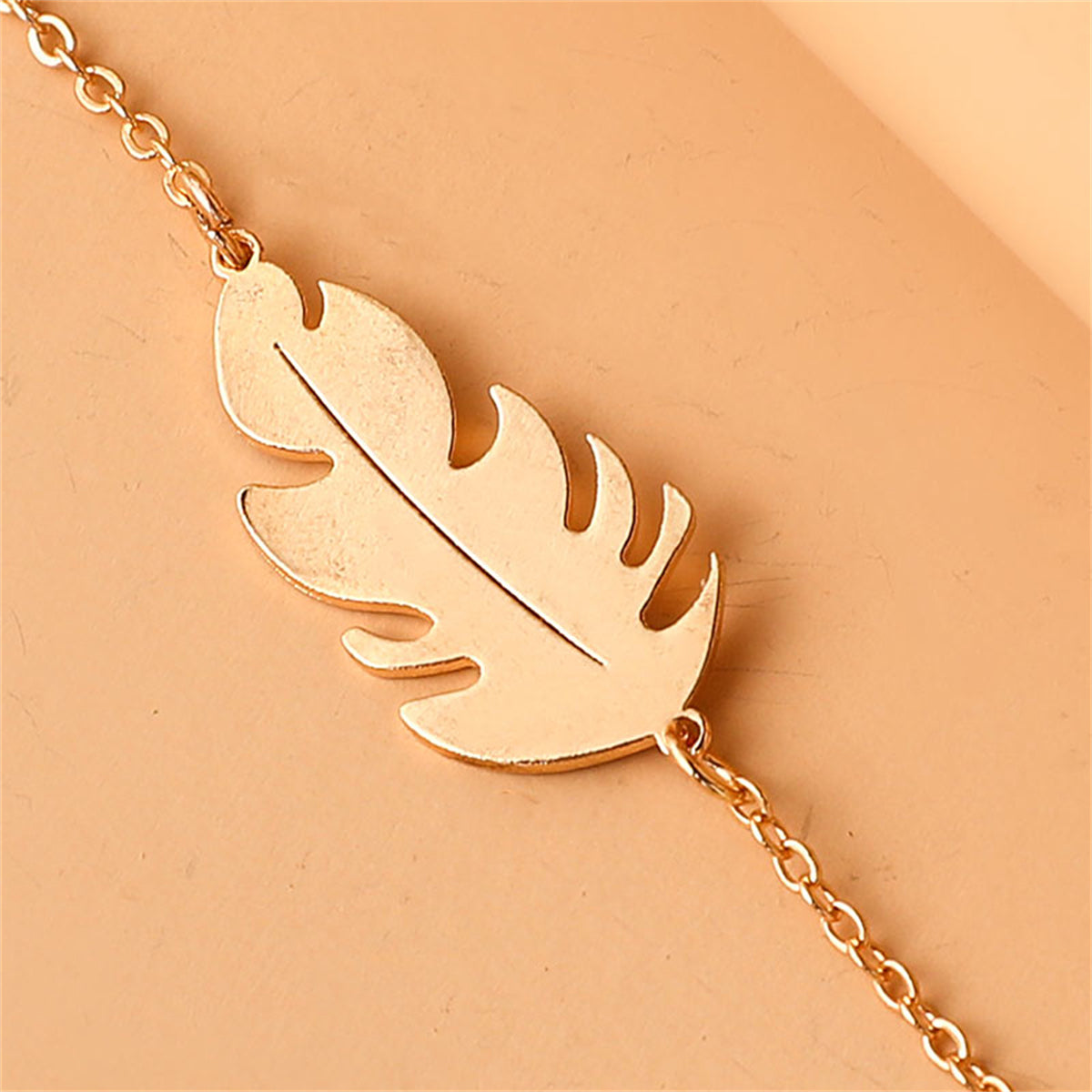 18K Gold-Plated Leaf Charm Bracelet