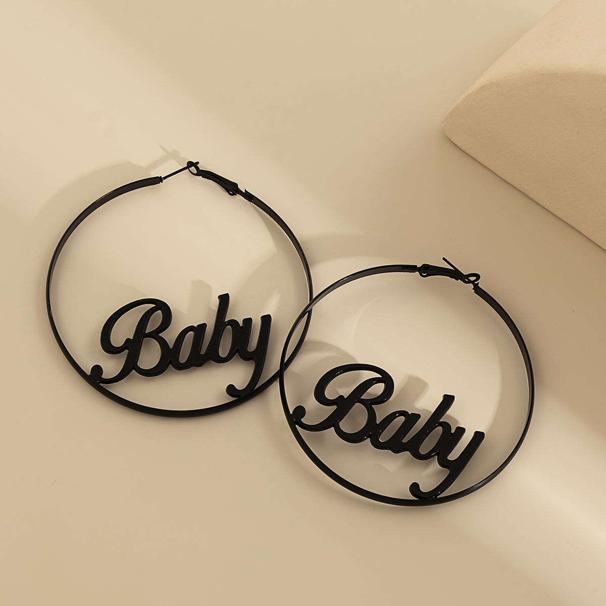 Black 'Baby' Hoop Earrings