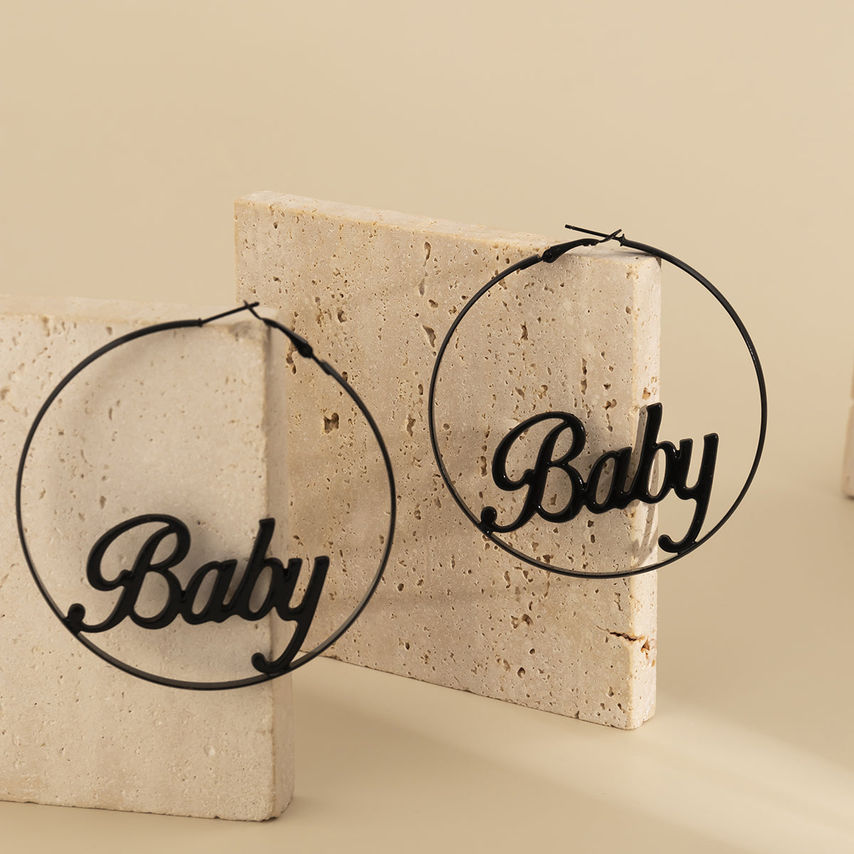 Black 'Baby' Hoop Earrings