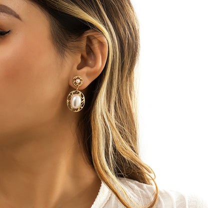 Pearl and 18K Gold-Plated Filigree Drop Earrings, gold drop earrings for women, botanical inspired, lifestyle look