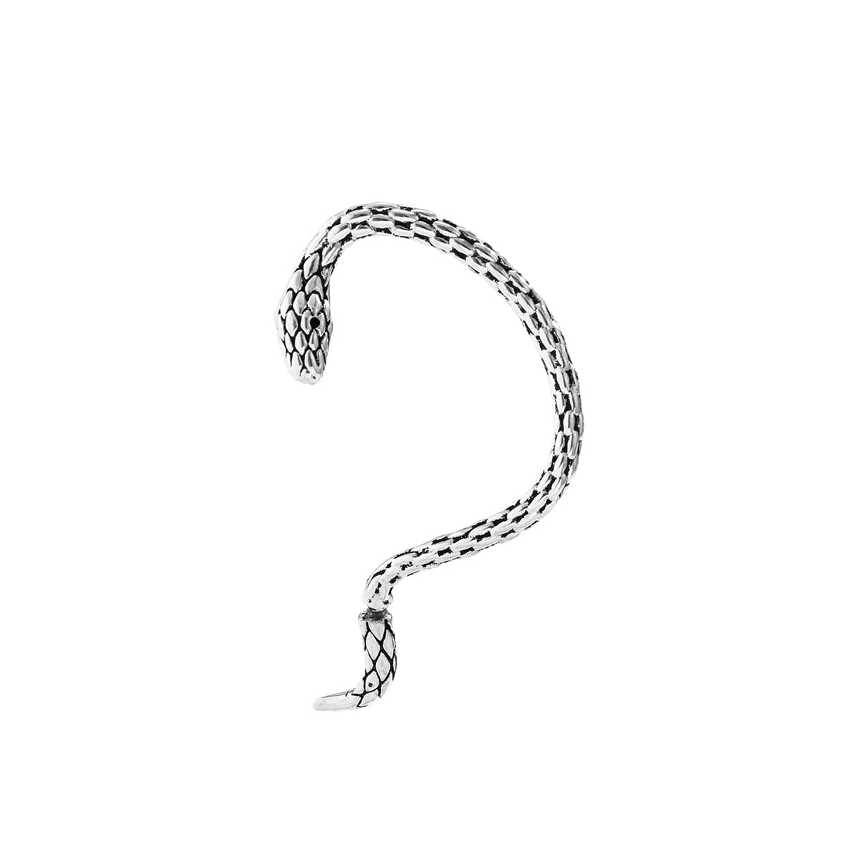 Silver-Plated Snake Ear Jacket, silver drop earrings for women, botanical inspired, side view