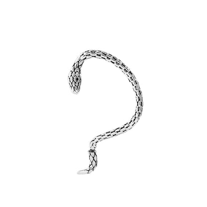 Silver-Plated Snake Ear Jacket, silver drop earrings for women, botanical inspired, side view