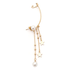 Pearl & 18K Gold-Plated Star Tassel Ear Climber
