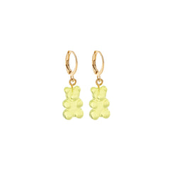 Green Resin & 18K Gold-Plated Bear Huggie Drop Earrings