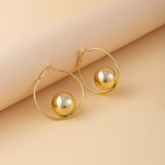 Fashionable 18K gold-plated hoop earrings with a modern ball design, perfect for enhancing your everyday style.