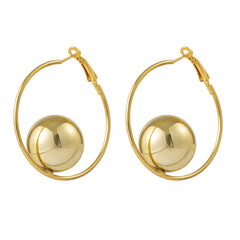 Stunning 18K gold-plated hoop earrings with a chic ball detail, adding a touch of sophistication to your look.