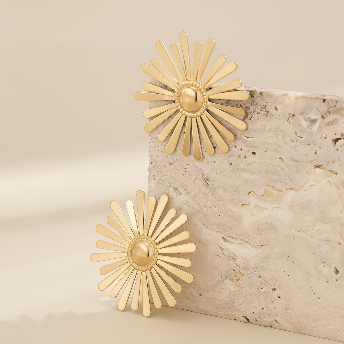 18K Gold-Plated Floral Stud Earrings