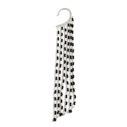 Black and White Howlite Tassel Ear Cuff, drop earrings for women, vintage-inspired design, side view