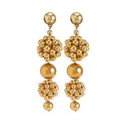 Chic 18K gold-plated bead cluster drop earrings showcasing exquisite balls and beads, ideal for elevating your style.