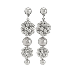 Silver-Plated Bead Cluster Drop Earrings