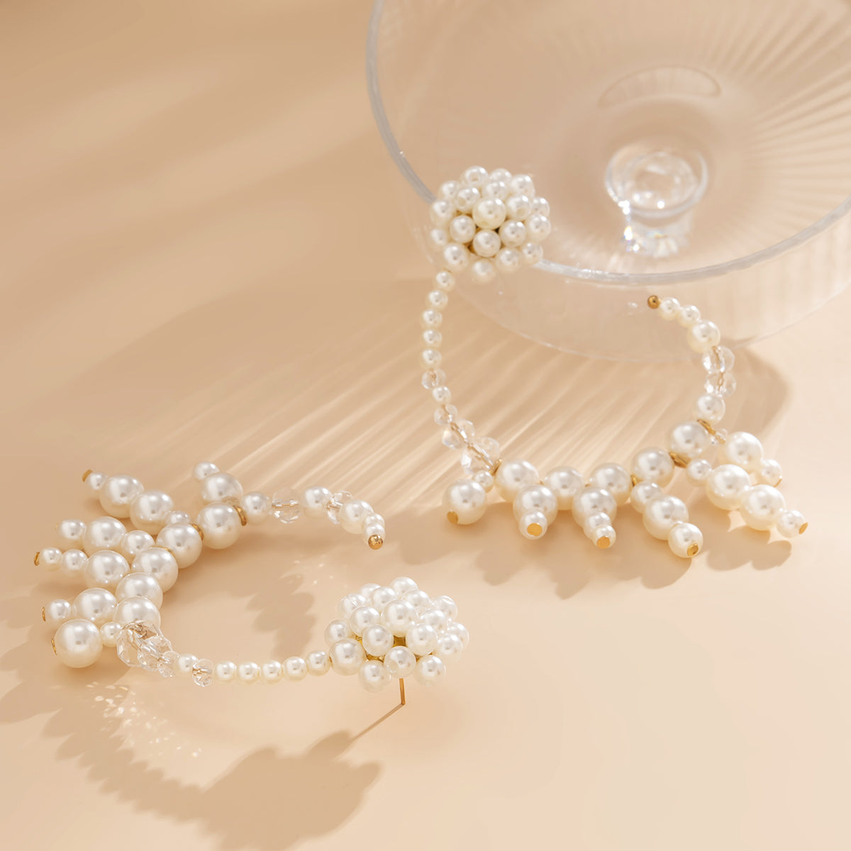 Pearl & 18K Gold-Plated C-Shape Tassel Drop Earrings