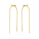 18k Gold-Plated Herringbone Tassel Bow Drop Earrings