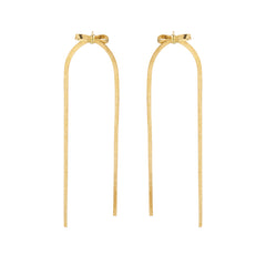 18K Gold-Plated Herringbone Tassel Bow Drop Earrings