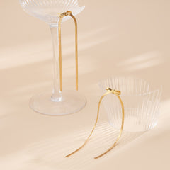 18K Gold-Plated Herringbone Tassel Bow Drop Earrings