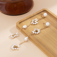 Pearl & 18K Gold-Platd Tiered Cluster Drop Earrings