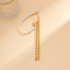 Pearl & 18K Gold-Plated Chain-Tassel Ear Cuffs
