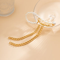 Pearl & 18K Gold-Plated Chain-Tassel Ear Cuffs
