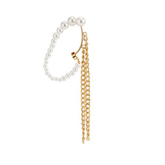 Pearl & 18K Gold-Plated Chain-Tassel Ear Cuffs
