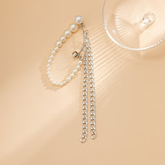Pearl & Silver-Plated Tassel Ear Cuff