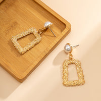 Pearl & 18k Gold-Plated Textured Open Ladder Drop Earrings