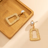 Pearl & 18k Gold-Plated Textured Open Ladder Drop Earrings