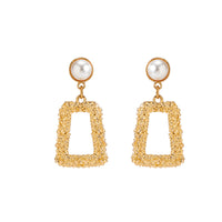 Pearl & 18k Gold-Plated Textured Open Ladder Drop Earrings