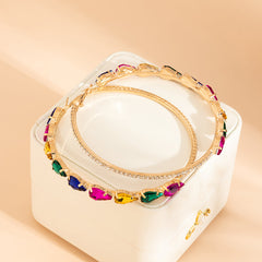 Multicolor Crystal & Cubic Zirconia 18K Gold-Plated Pear Hoop Earrings