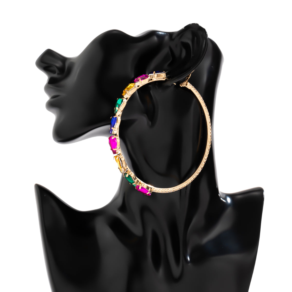 Multicolor Crystal & Cubic Zirconia 18K Gold-Plated Pear Hoop Earrings