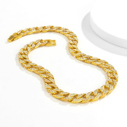 Cubic Zirconia and 18K Gold-Plated Curb Chain Necklace, gold pendant necklace for women, vintage-inspired design, styled look