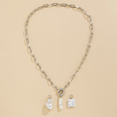 Pearl & Silver-Plated Interchangeable Pendant Necklace