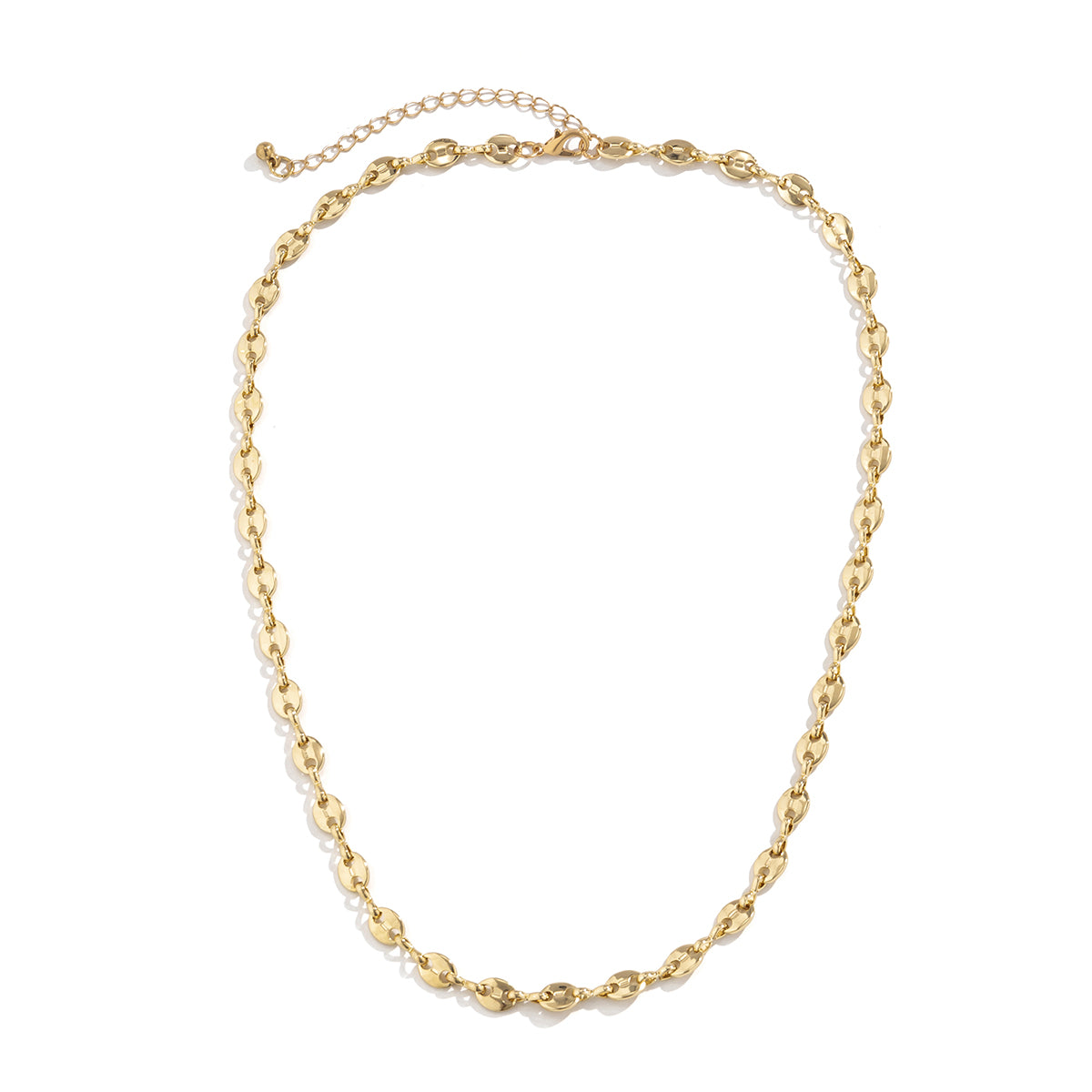 18K Gold-Plated Mariner Chain Necklace, gold pendant necklace for women, vintage-inspired design, detail close-up
