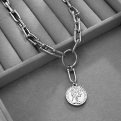 Silver-Plated Coin Pendant Necklace