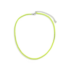 Fluorescent Green Enamel & Silver-Plated Chain Necklace